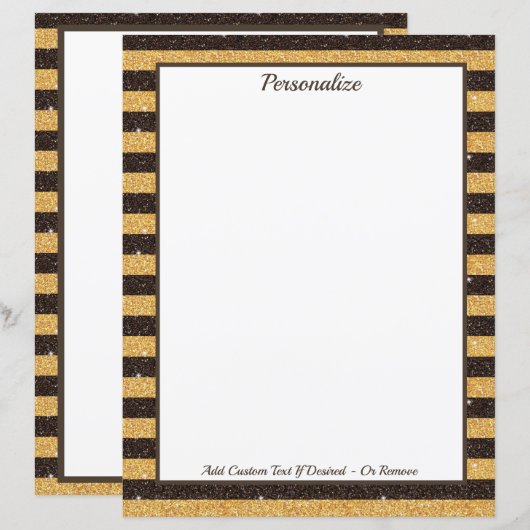 Elegant Bruin Goud Glitter Sparkle Gepersonaliseer (Voorkant / Achterkant)