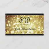 Elegant Bruin Goud Glitter Sterren Monogram Zwart Visitekaartje (Voorkant)