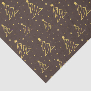 Elegant Bruin Goud Kerstboom Patroon Tissuepapier