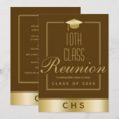 Elegant Bruin Goud Script 10e Klasse Reünie Kaart (Voorkant / Achterkant)