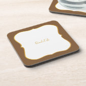 Elegant Bruin Goud Wit Bier Onderzetter (Linkerzijde)
