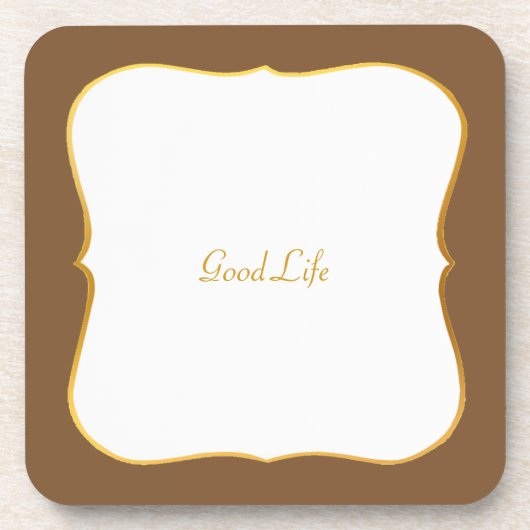 Elegant Bruin Goud Wit Bier Onderzetter (Voorkant)