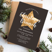 Elegant Bruin Gouden Ster Kerstbrunch Kaart