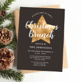 Elegant Bruin Gouden Ster Kerstbrunch Kaart