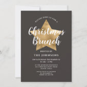 Elegant Bruin Gouden Ster Kerstbrunch Kaart (Voorkant)