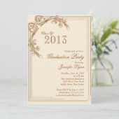 Elegant  Bruin Graduation Party Uitnodiging (Staand voorkant)