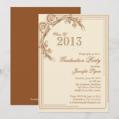 Elegant  Bruin Graduation Party Uitnodiging (Voorkant / Achterkant)