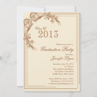 Elegant Bruin Graduation Party Uitnodiging
