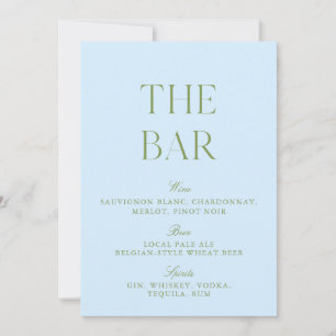 Elegant Bruin Groen & Blauwe Bar Huwelijk Bord Kaart