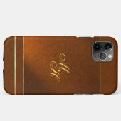 Elegant bruin Hoesje met uw Initialen (Achterkant (horizontaal))