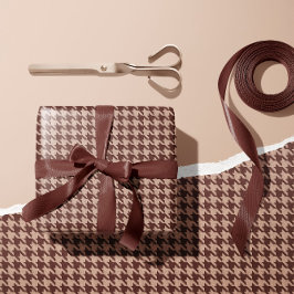 Elegant bruin houndstooth klassiek preppy patroon cadeaupapier