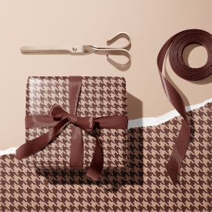 Elegant bruin houndstooth klassiek preppy patroon cadeaupapier