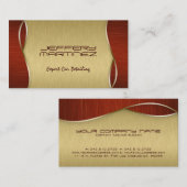 Elegant Bruin Hout, Metallic Gouden Achtergrond Visitekaartje (Voorkant / Achterkant)