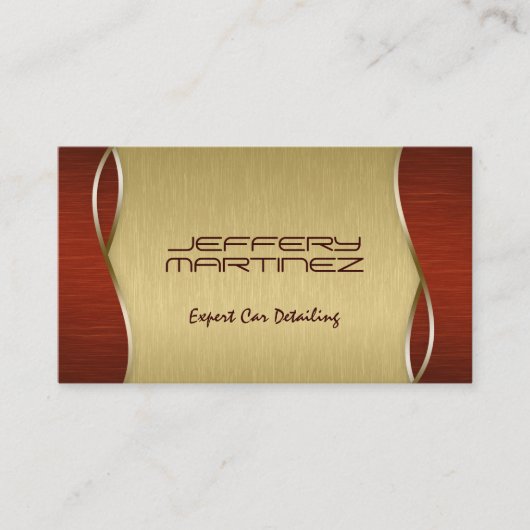 Elegant Bruin Hout, Metallic Gouden Achtergrond Visitekaartje (Voorkant)