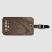 Elegant bruin hout ziet er naar eigen naam uit bagagelabel (Voorkant (horizontaal))