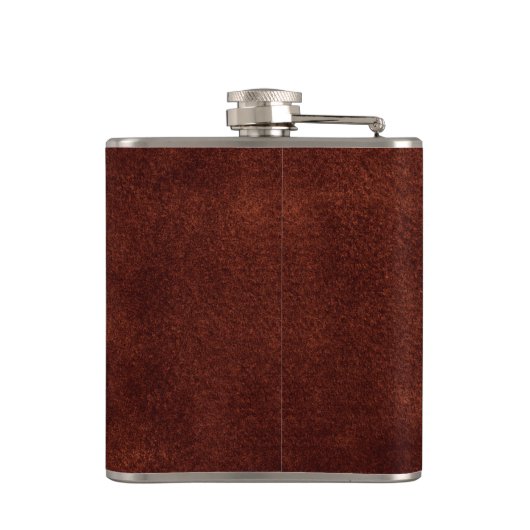 Elegant bruin leder design Silver Monogram Heupfles (Achterkant)