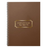 Elegant bruin lederen textuur  gouden Lijst Notitieboek (Voorkant)