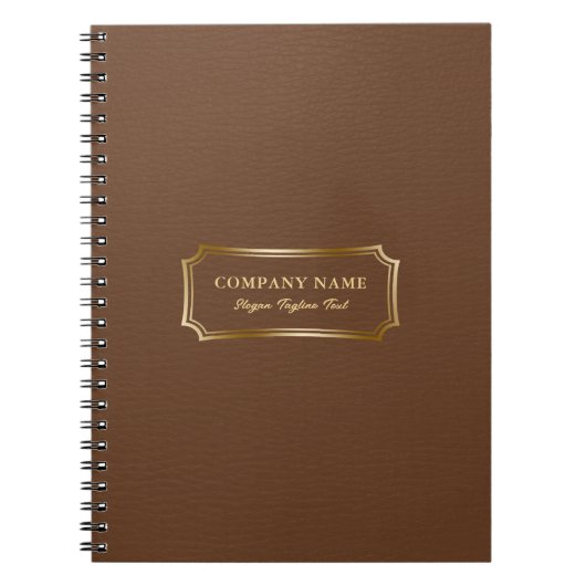 Elegant bruin lederen textuur  gouden Lijst Notitieboek (Voorkant)
