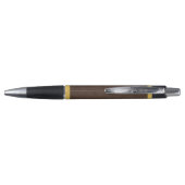 Elegant bruin leer & goud folie monogram naam pen (Achterkant)