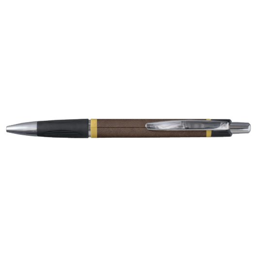 Elegant bruin leer & goud folie monogram naam pen (Achterkant)