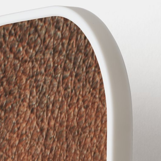 Elegant bruin leren monogram gepersonaliseerd pickleball paddle (Links Detail)