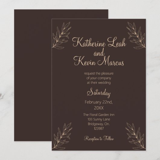 Elegant bruin minimalistisch design kaart (Voorkant / Achterkant)