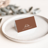 Elegant Bruin Monogram Bruiloft Plaats Kaart