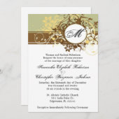 Elegant  bruin monogram bruiloft Uitnodiging (Voorkant / Achterkant)