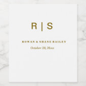 Elegant Bruin Monogram Huwelijk Wijn Etiket (Enkel label)