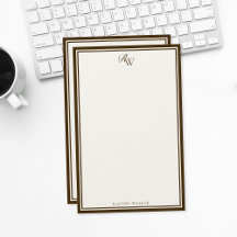 Elegant bruin monogram met twee randen
