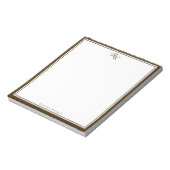 Elegant bruin monogram met twee randen notitieblok (Linkerzijde)