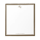 Elegant bruin monogram met twee randen notitieblok (Voorkant)