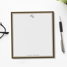 Elegant bruin monogram met twee randen