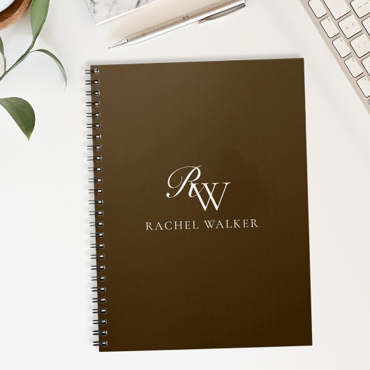 Elegant bruin monogram notitieboek