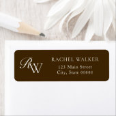 Elegant bruin monogram retouradres etiket (Insitu)