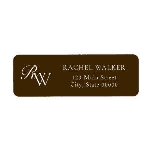 Elegant bruin monogram retouradres etiket