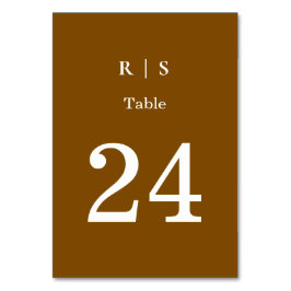 Elegant Bruin Monogram Trouwtafel Nummer Kaart