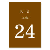 Elegant Bruin Monogram Trouwtafel Nummer Kaart (Voorkant)
