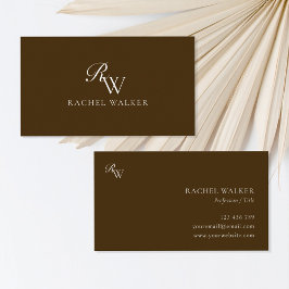 Elegant bruin monogram visitekaartje