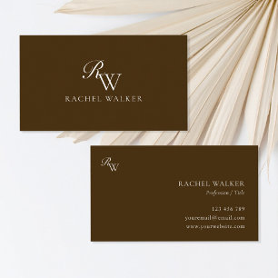Elegant bruin monogram visitekaartje