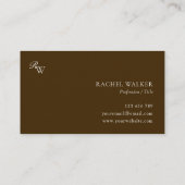 Elegant bruin monogram visitekaartje (Achterkant)
