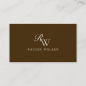Elegant bruin monogram visitekaartje (Voorkant)