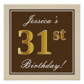 Elegant, Bruin, Nepgoud 31e Verjaardag + Naam Perfect Poster (Voorkant)