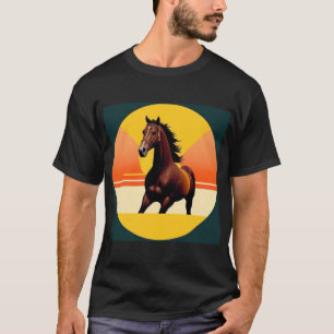 Elegant bruin paard in levendige zonsondergang t-shirt