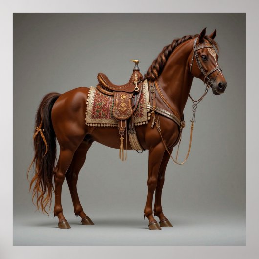 Elegant bruin paard poster (Voorkant)