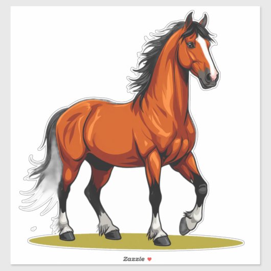 Elegant bruin paard sticker (Vel)