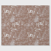 Elegant Bruin Paarden Bloemenpatroon Cadeaupapier (Vlak)