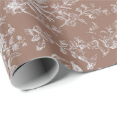 Elegant Bruin Paarden Bloemenpatroon Cadeaupapier (Rol Hoek)