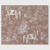 Elegant  Bruin Paarden Bloemenpatroon Cadeaupapier (Vlak)