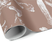 Elegant  Bruin Paarden Bloemenpatroon Cadeaupapier (Rol Hoek)